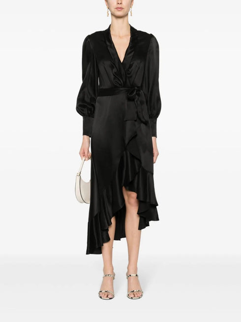 Silk Wrap Midi Dress
